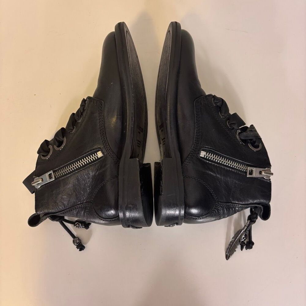 Zadig & Voltaire Black Leather Lace Up Combat Boots Size 37 = 7 - Picture 9 of 12